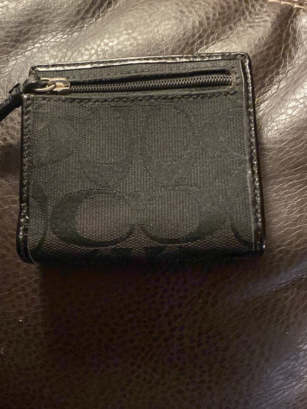 Coach Black Signature Canvas Card Holder with Leather Trim - Picture 3 of 4